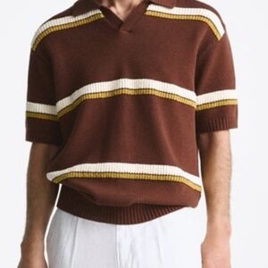 Zara Sweater in Brown with Yellow and White Stripes